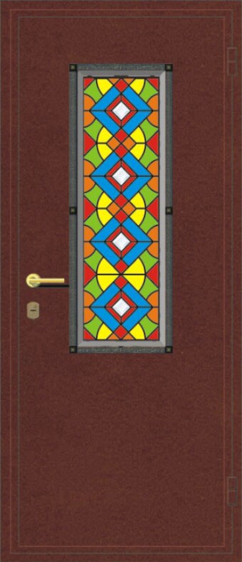 Входная дверь - витраж в стеклопакете Калейдоскоп